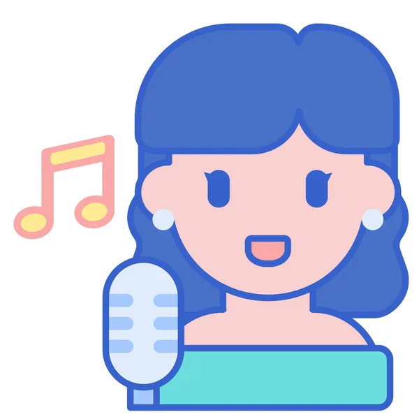 Cantante Música Femenina Icono — Vector de stock