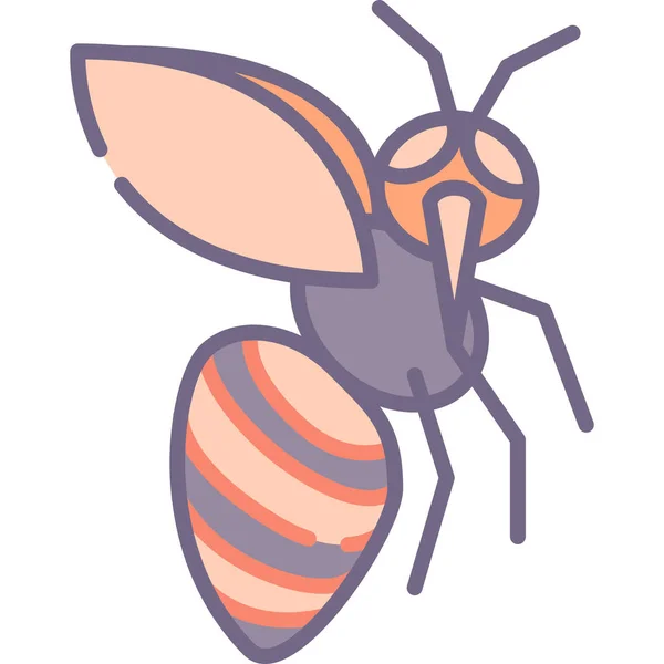 Animal Bee Fly Icono Estilo Contorno Lleno — Vector de stock