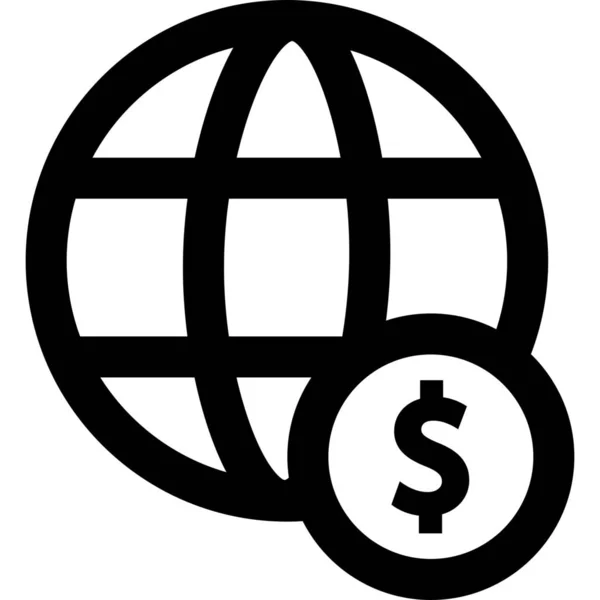 Dollár Finanszírozás Globális Gazdaság Ikon Vázlatos Stílusban — Stock Vector