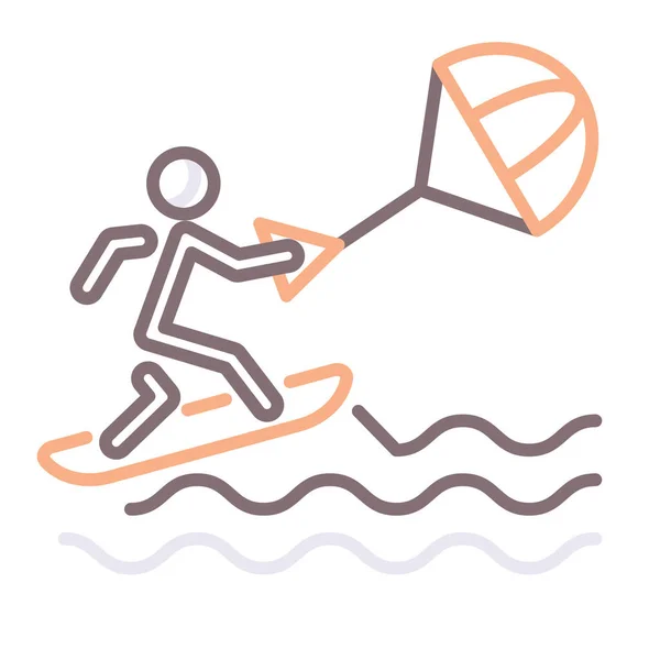 Board Kite Kiteboarding Icon Recreation Hobby Category — Stock Vector