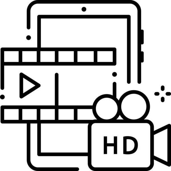 Icône Vidéo Contenu Haute Qualité — Image vectorielle