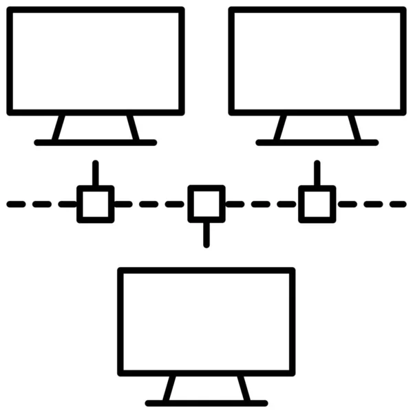 Ikon Konektivitas Komputer Komunikasi Dalam Gaya Outline - Stok Vektor