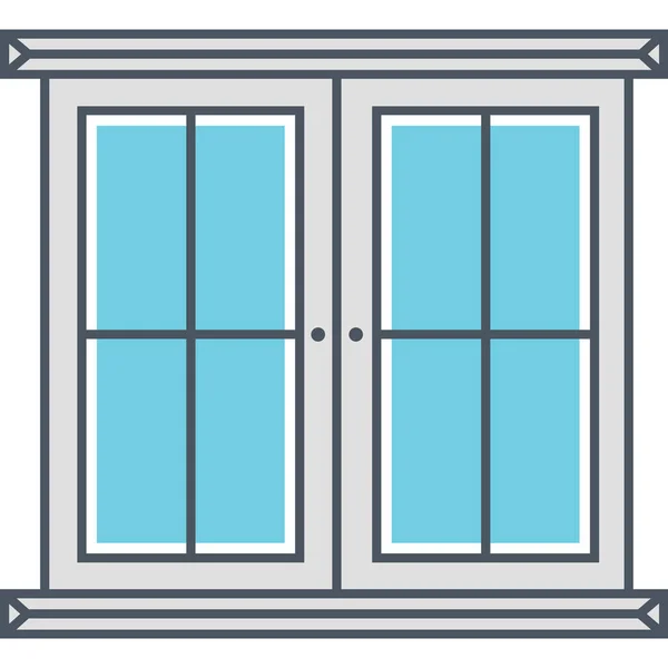 Ikon Jendela Yang Diwarnai Pintu Dalam Gaya Yang Diisikan - Stok Vektor