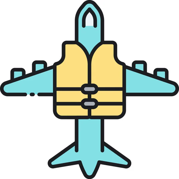 飞行保险旅行图标填充轮廓风格 — 图库矢量图片