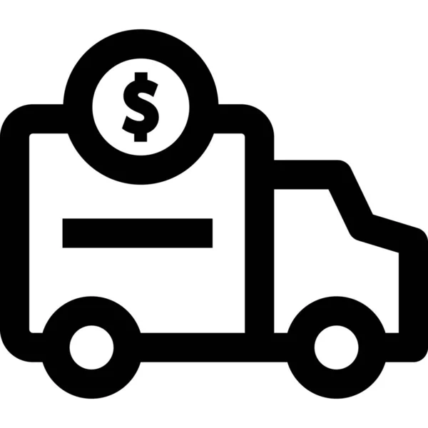 Livraison Livraison Camion Dollar Icône Dans Style Contour — Image vectorielle