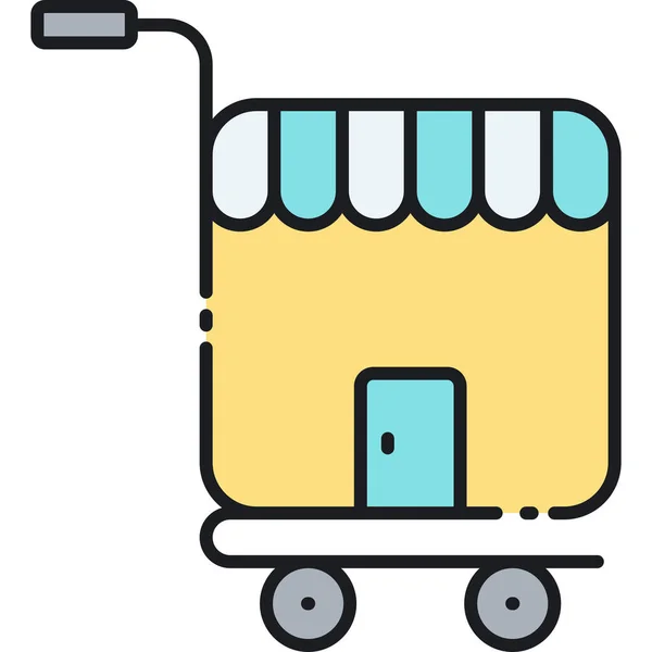 Carrito Icono Tienda Compras Estilo Contorno Lleno — Archivo Imágenes Vectoriales