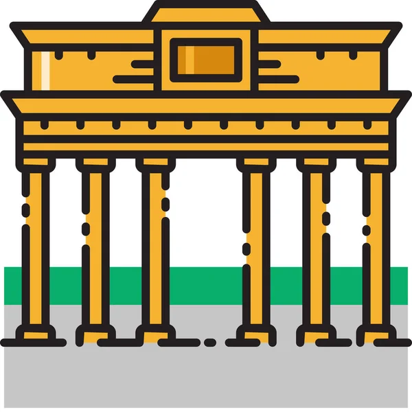 Brandenburg Gate Berlin Icon Filled Outline Style — Stockový vektor