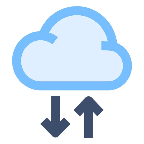 Cloud Share Εικονίδιο Μεταφοράς Δεδομένων Αποθήκευσης Cloud Στυλ Πλήρους Περιγράμματος — Διανυσματικό Αρχείο