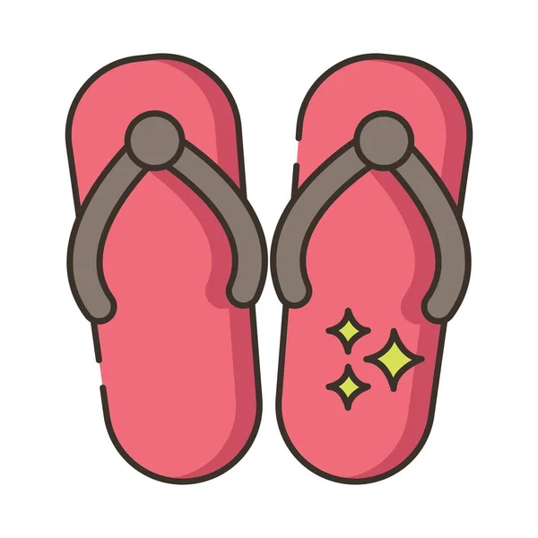 Sandals Slip Ons Slipon Icon Filled Outline Style — Stock vektor