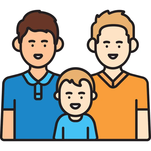 Boy Child Family Icon Filled Outline Style — Stok Vektör