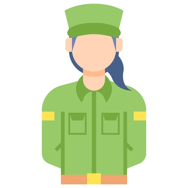 Icono Profesiones Militares Femeninas — Vector de stock
