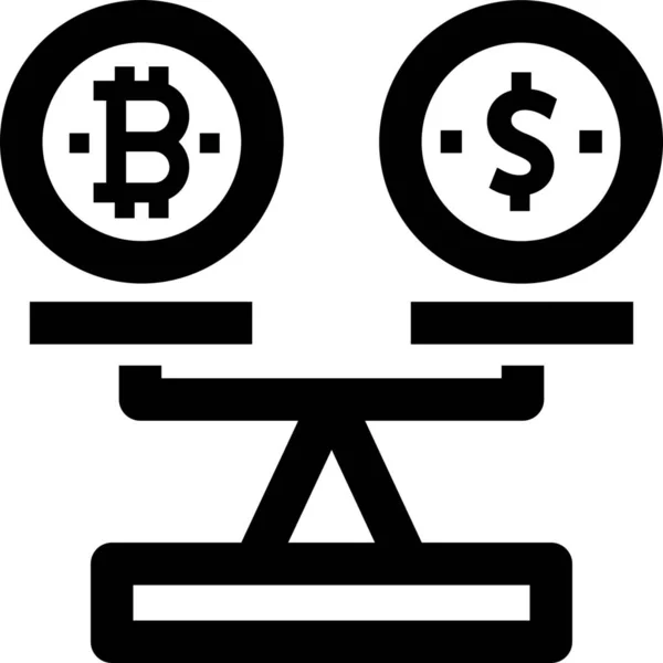 Balanza Escala Bitcoin Icono Conversión — Vector de stock