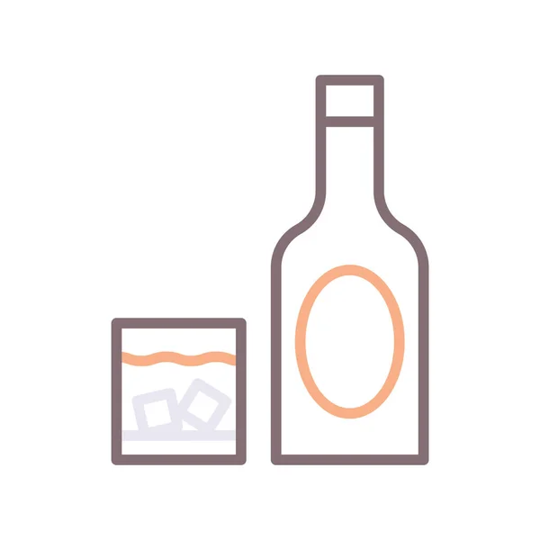 Icono Botella Cerveza Alcohol Estilo Esquema — Vector de stock