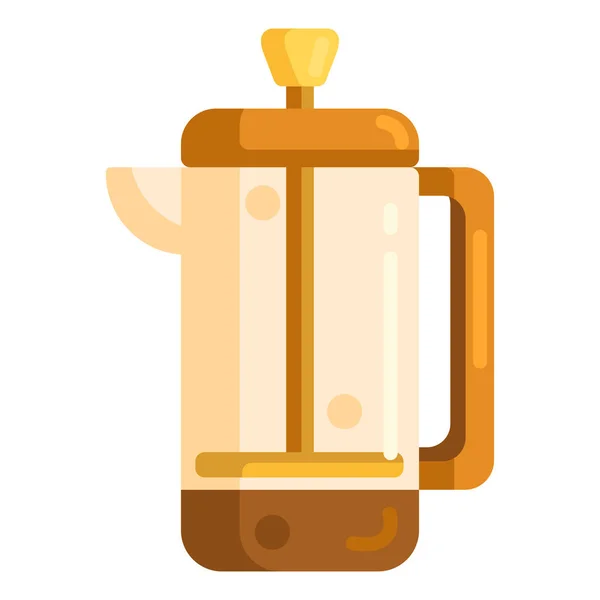 Кофе Кофе Заварить Французский Значок Плоском Стиле — стоковый вектор