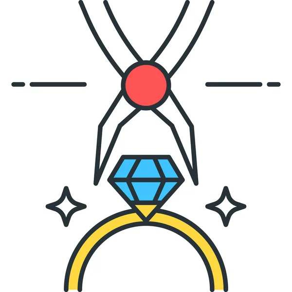 Иконка Бриллиантового Кольца Стиле Заполненного Контура — стоковый вектор