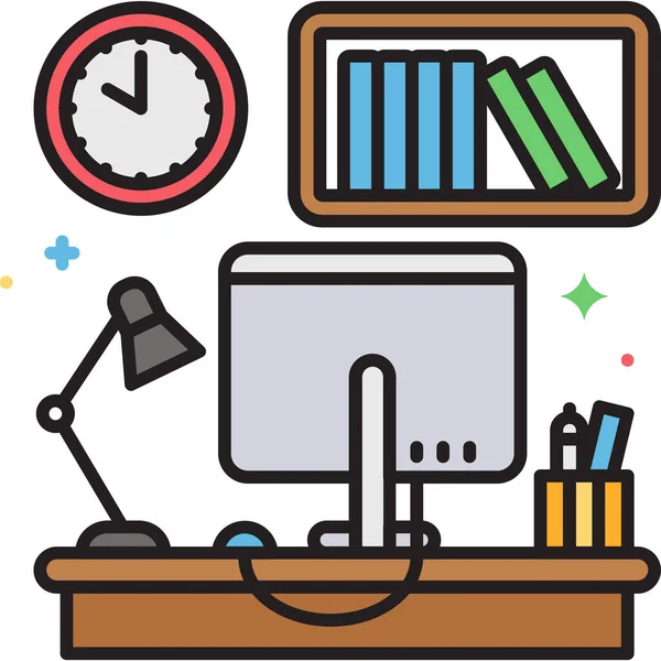 Life Office Office Life Icon Filled Outline Style — Stock Vector