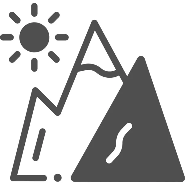 Ландшафтний Гірський Значок Суцільному Стилі — стоковий вектор