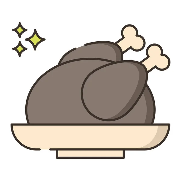 鸡肉烹调晚餐图标 — 图库矢量图片