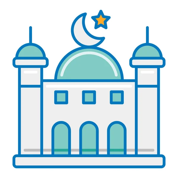 Mosquée Islam Icône Islamique Dans Style Contour Rempli — Image vectorielle
