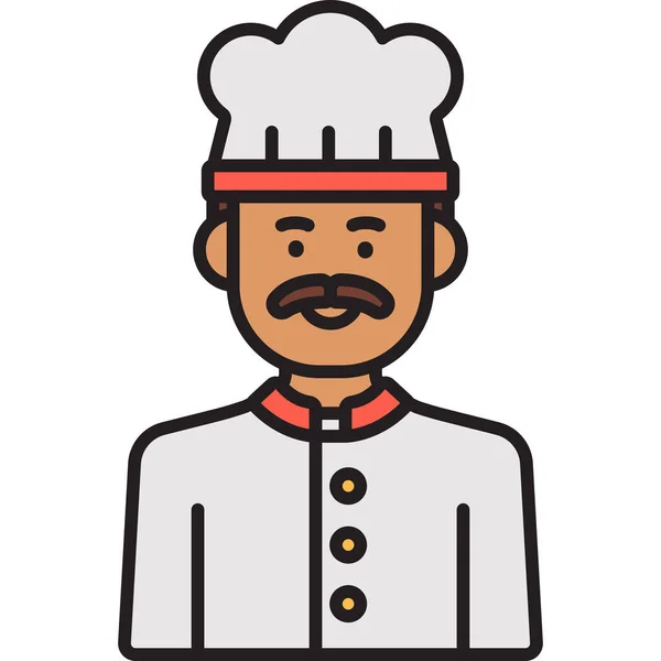 Chef Icona Cuoco Maschile Pieno Stile Contorno — Vettoriale Stock