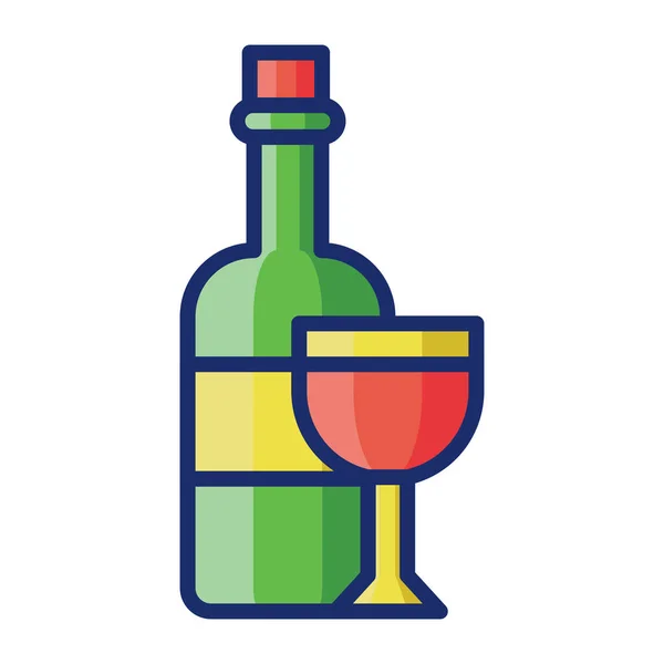 Ikona Skleněné Lihové Víno Výplňovém Stylu — Stockový vektor