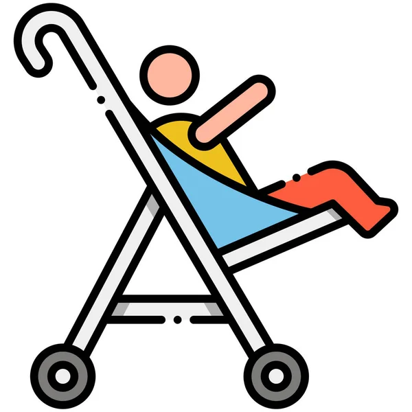 Icône Bébé Dans Poussette — Image vectorielle
