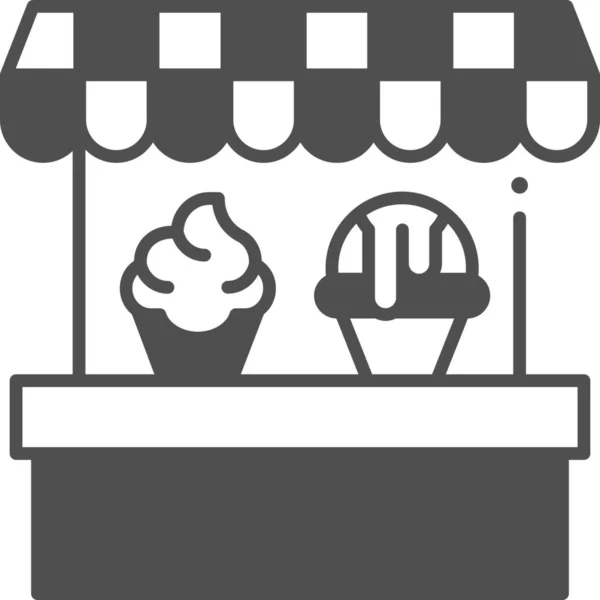 Carrito Postre Helado Icono — Vector de stock