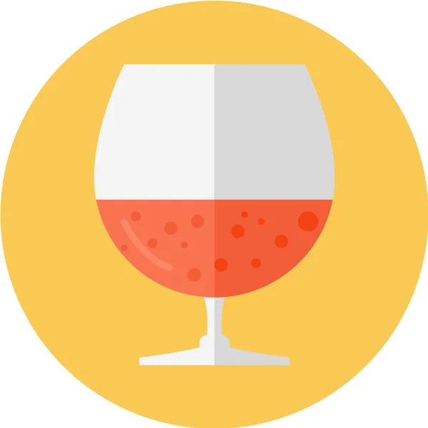 Copo Vidro Vinho Grande Rum Ícone Estilo Plano —  Vetores de Stock