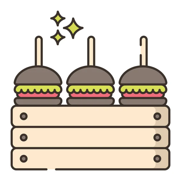 Hamburguesas Deslizadores Alimentos Icono — Vector de stock