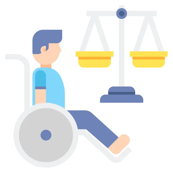 Icône Droit Justice Pour Les Personnes Handicapées Dans Catégorie Hôpitaux — Image vectorielle