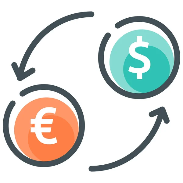 Moneda Dólar Icono Cambio Estilo Esquema Lleno — Archivo Imágenes Vectoriales