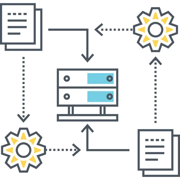 Icono Alojamiento Base Datos Estilo Esquema Rellenado — Vector de stock