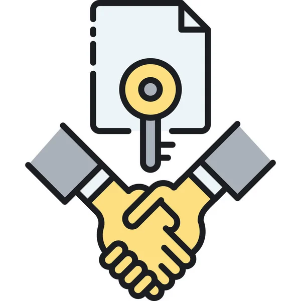 Agreement Handshake Key Icon Filled Outline Style — Stock Vector