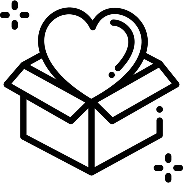 バレンタインカテゴリーのギフトボックスアイコン — ストックベクタ