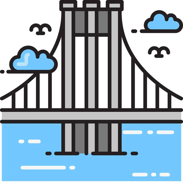Most Brooklyn Manhattan Ikona Vyplněném Stylu — Stockový vektor