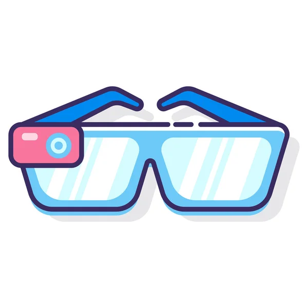 Gafas Google Gafas Icono Inteligente Estilo Contorno Lleno — Vector de stock