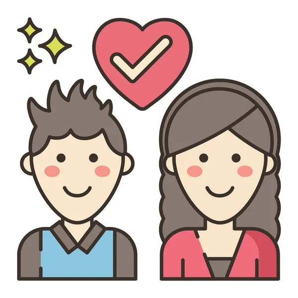 Match Love Valentine Icon Filled Outline Style — Stock Vector