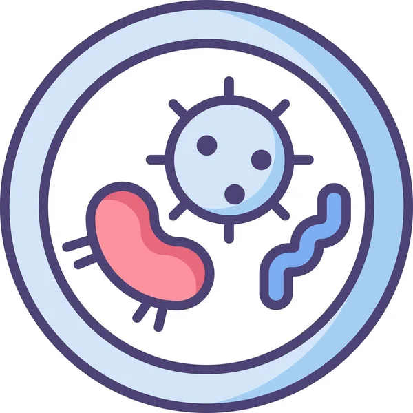 Icona Del Microrganismo Cellulare Batterico Stile Contorno Pieno — Vettoriale Stock