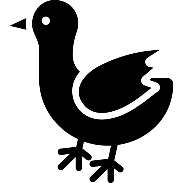 Oiseau Poulet Oiseau Domestique Icône Dans Style Solide — Image vectorielle