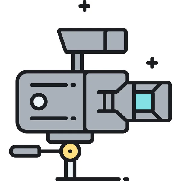 Cámara Cámara Película Profesional Icono Cámara Película Estilo Contorno Lleno — Vector de stock