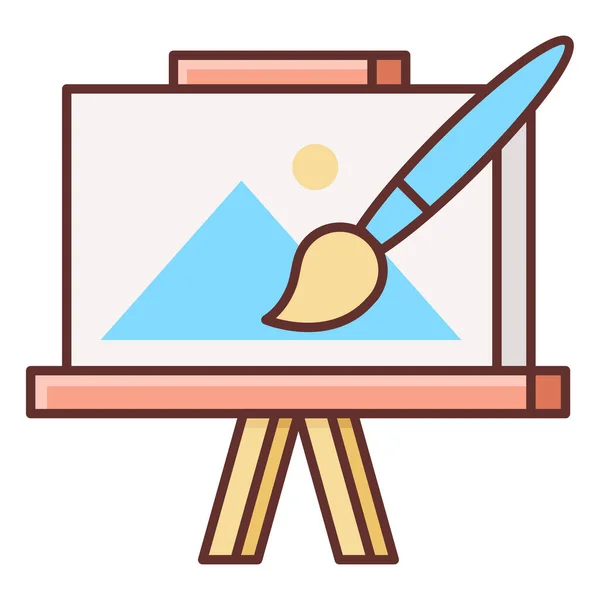 Icono Dibujo Lienzo Arte Estilo Contorno Lleno — Vector de stock