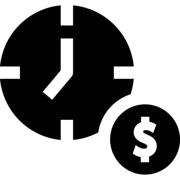 Klok Dollar Geld Pictogram Solide Stijl — Stockvector