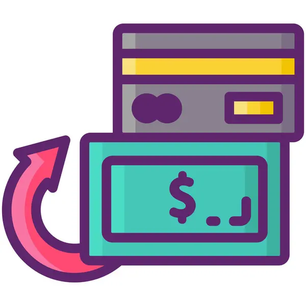 Card Cash Cashback Icon Filled Outline Style — Stock Vector