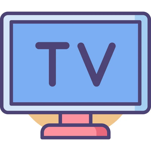 Monitor Television Icon Filled Outline Style — Stock Vector