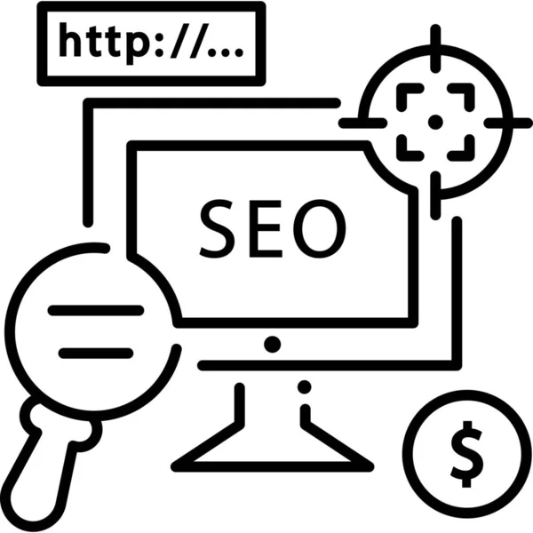 Keresés Seo Technológia Ikon Marketing Seo Kategóriában — Stock Vector