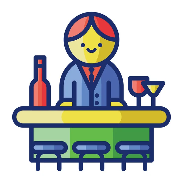 Alcohol Bar Barkeep Icon Filled Outline Style — Stock Vector