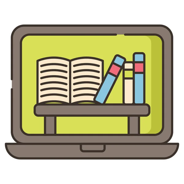 Biblioteca Internet Icono Línea Educación Escuela Aprendizaje Categoría — Vector de stock