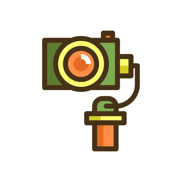 Gimbal Selfie Stick Icono Registro Vídeo Estilo Contorno Lleno — Vector de stock