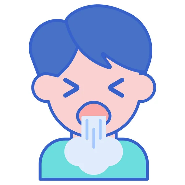 Asthma Coughing Sick Icon Filled Outline Style — Stock Vector