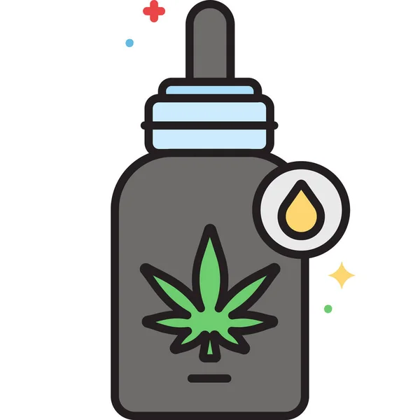 Aceite Cannabis Aceite Cbd Icono Cáñamo Estilo Esquema Lleno — Vector de stock